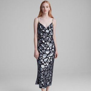 NWT CLUB MONACO Jacquard Metallic Floral Slip Dress